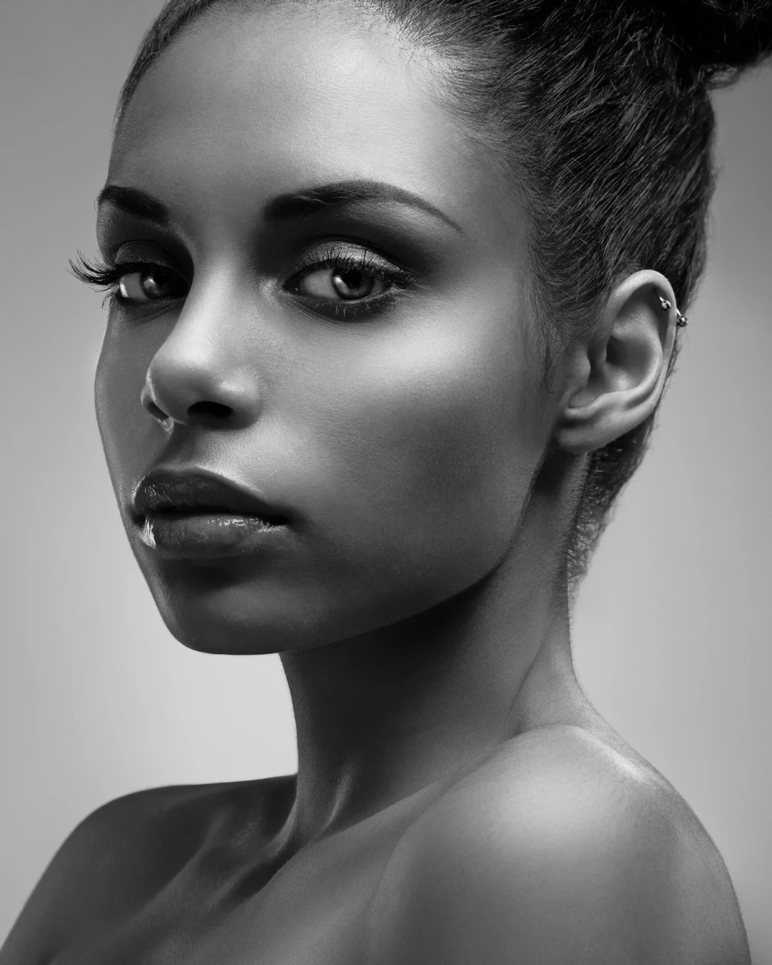 Beauty Portrait Closeup in Schwarzweiß